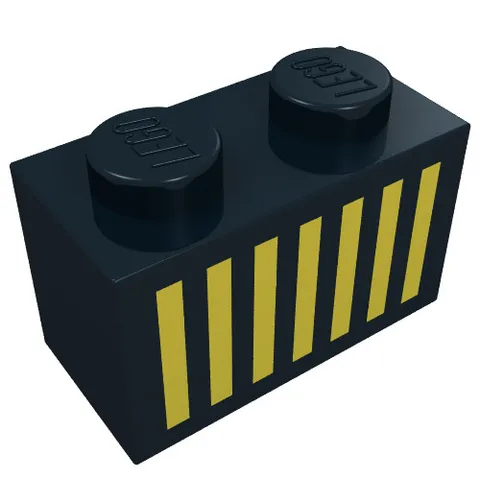 LEGO® Part 3004p05 - Brick 1 x 2 with Yellow Grille with 7 Vertical Lines