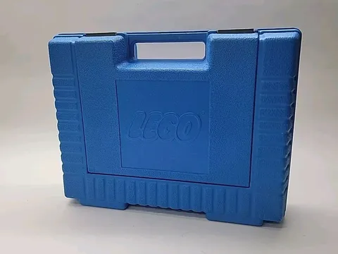 Vintage 1985 Lego Bin Blue Hard Plastic Carrying Case Storage Box Clasp US Brick