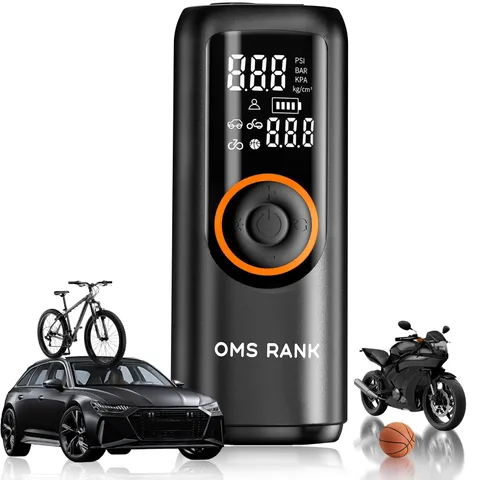 Oms Rank Tire Inflator Portable Air Compressor 150 Psi Cordless Air Pump Dual