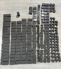 LEGO Dark Bluish Gray Brick Lot 233 Pieces 2x2 2x3 2x4 2x6 Building Parts