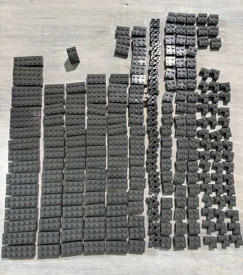 LEGO Dark Bluish Gray Brick Lot 233 Pieces 2x2 2x3 2x4 2x6 Building Parts