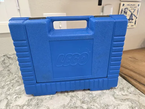 LEGO Vintage Carrying Storage Hard Plastic Case Suitcase Handle Blue 1985