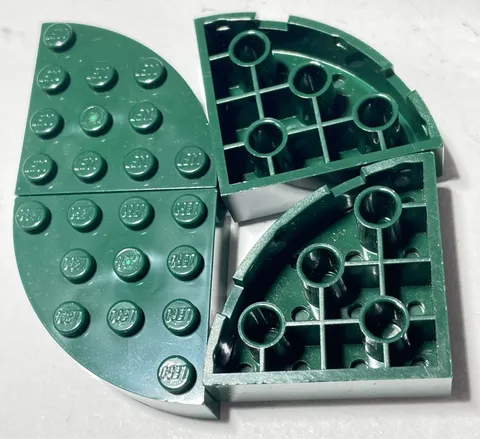 LEGO® 2577 Brick Round Corner 4 x 4 Full Brick Dark Green Quantity of 4 pieces