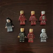LEGO Marvel Iron Man Minifigure Lot of 7 - Iron Man Suits + Tony Stark