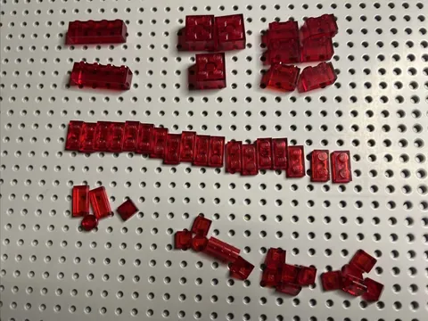 LEGO Classic Space Trans-Red 48pc Vintage Plates Bricks Tiles Bulk Lot Parts