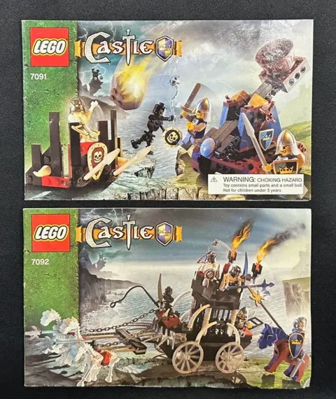 (2) LEGO Castle 7091 & 7092 Manual (Instructions Only) Knight Catapult Carriage