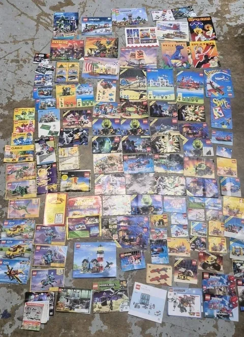 Vintage LEGO Instruction Manuals Lot Classic Space Castle System Town Bulk Guide