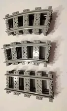 Set Of Lego Gray 53400 Curved Train Tracks (10pc) & 17275 Straight Tracks (4pc)