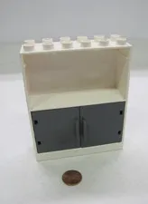 Lego Duplo White Cabinet Gray Doors Bookshelves Building House 2x6 4.75"