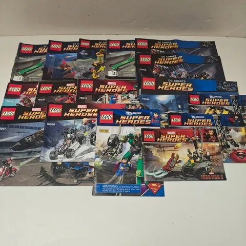 Lot of 16 LEGO DC Super Heroes & Marvel Super Heroes Instruction MANUALS ONLY