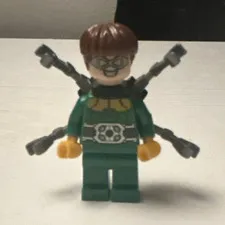 LEGO Minifigure Green Outfit, Brown Hair, Backpack Accessory w/ 4 Gray Arms