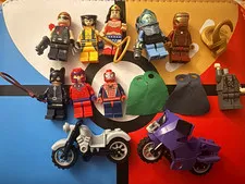 LEGO Marvel Minifigure Lot Spider-Man Iron Man Loki with Motorcycles