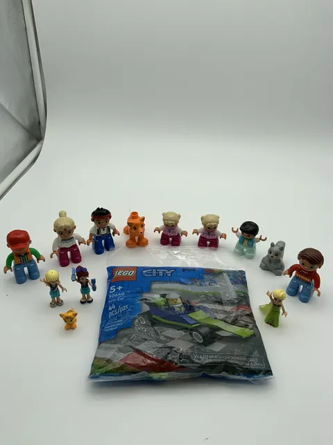 Lego And Lego Duplo Bundle 13 Characters And One Lego City Race Car 