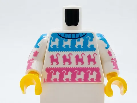 LEGO White Minifigure Torso Cats Sweater Dark Pink Dark Azure