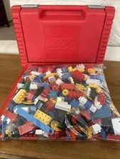 Vintage 1984 Classic Lego Red Box Storage Carrying Case 12”x8” With Legos