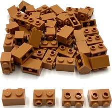 Lego 50 New Medium Nougat Bricks Modified 1 x 2 with Studs on 1 Side Parts