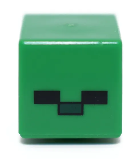 LEGO Green Minifigure Head Minecraft Zombie pixelated black eyes 21118 6162390