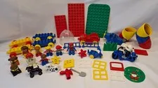 LEGO Duplo Vintage Parts & Figures Lot Dog Motorcycle Car Plane Plate Tubes