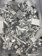 1 lb. Bulk Mixed Gray Legos - standard blocks and unique pieces (Lot M)