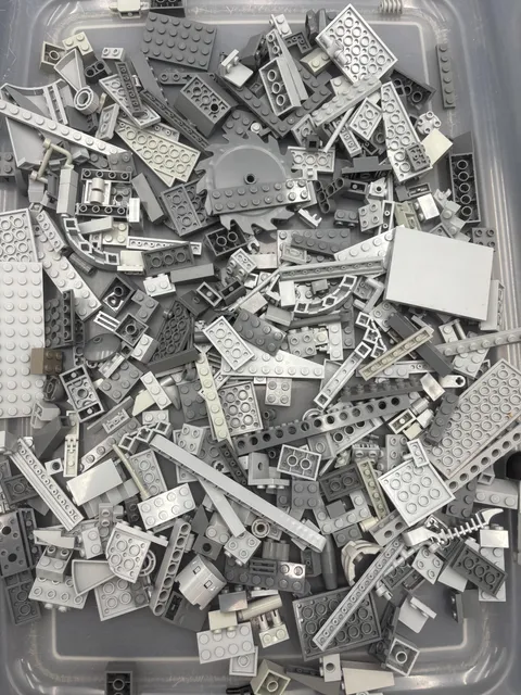 1 lb. Bulk Mixed Gray Legos - standard blocks and unique pieces (Lot M)
