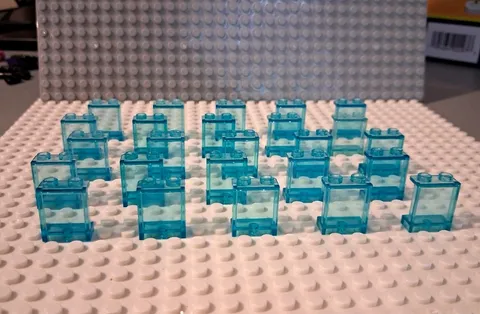 LEGO Trans-Light Blue Panel 1 x 2 x 2 with Side Supports. Lot Of 25.
