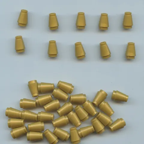 LEGO x 40 Pearl Gold Cone 1 x 1 with Top Groove 4589b