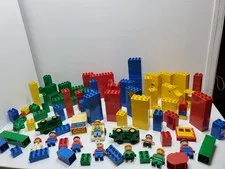 LEGO DUPLO BULK LOT 1980s BLOCKS PARTS PIECES CARS FIGURES TOY LOT 5LBS PLUS VTG