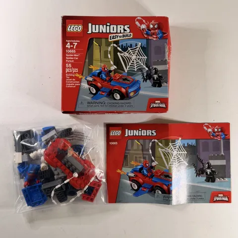 LEGO Juniors Spider-Man Spider-Car Pursuit 10665 Complete Set w/Box 55pcs Marvel