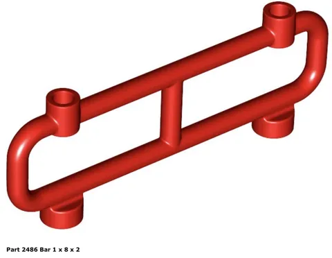 Lego 1x 2486 Red Bar 1 x 8 x 2 Vf/Fine Town