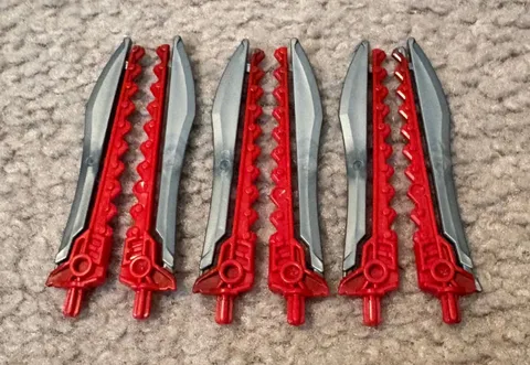 *RARE* Lego Hero Factory Red and Silver Saw Swords for Breez 6227 (Lot of 6)