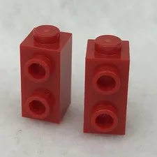 LEGO 32952 Red Brick, Modified 1 x 1 x 1 2/3 W/ Studs on Side (x2)