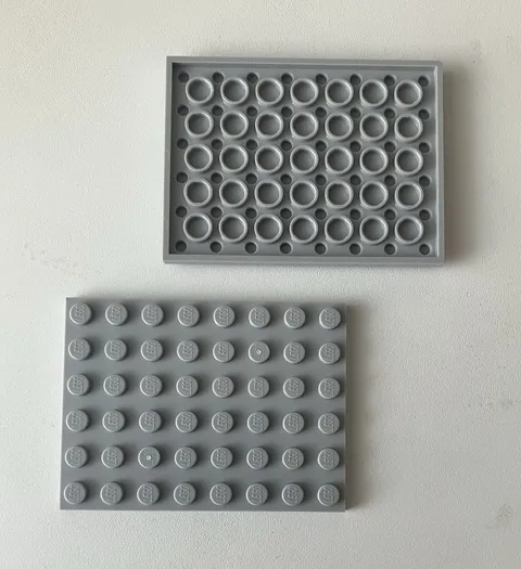 LEGO 2x NEW Pieces Plate 6x8 LIGHT BLUISH GREY #3036