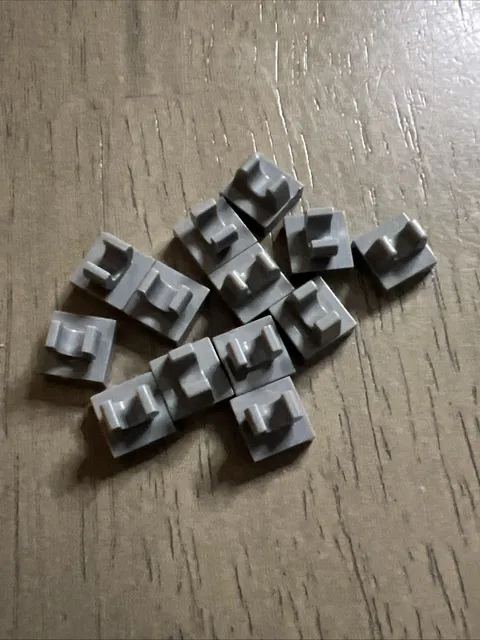 LEGO 15712 Dark Bluish Gray Tile Modified 1x1 with Open O Clip 13 Pieces