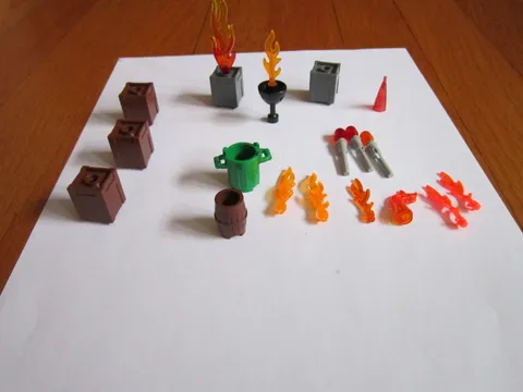 Lego Parts Flames Containers Cup Flares Pail Fire Boxes