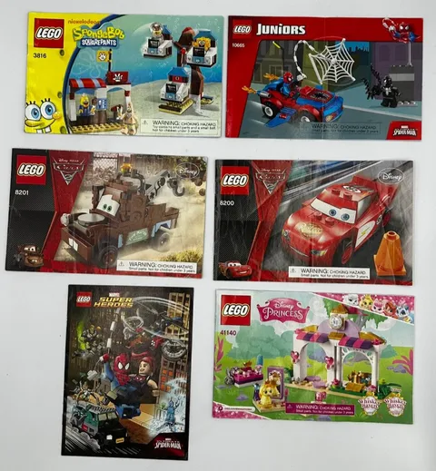 LEGO Instruction Manuals Lot 6 Disney Marvel SpongeBob Juniors Cars Princess