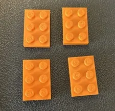 Lego Plate Flat Orange Lot 4 Replacement Part #3021 2 x 3 2x3