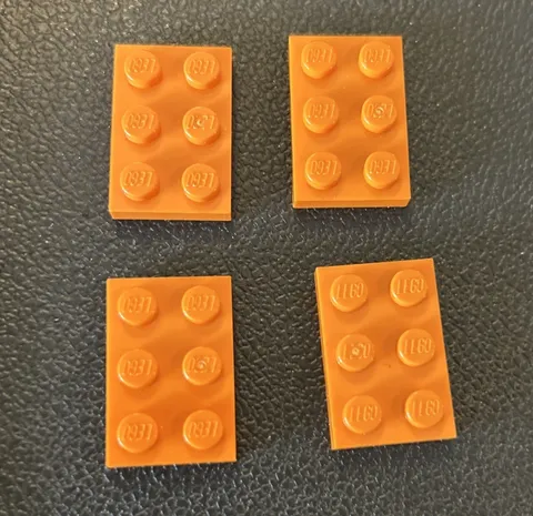 Lego Plate Flat Orange Lot 4 Replacement Part #3021 2 x 3 2x3