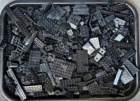 300 Black Lego Pieces Bulk Parts Lot~Bricks, Plates, & Specialty