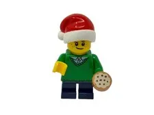 LEGO Christmas Boy Minifigure hol112 Green Sweater Santa Hat Cookie Set 5004934