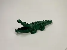 LEGO Crocodile/Alligator Figure Dark Green Animal Yellow Eyes Used