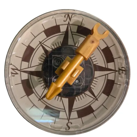 LEGO Replacement Piece Round Compass Dish with Gold Needle Nautical / Pirate