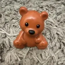 LEGO DUPLO DARK ORANGE SITTING TEDDY BEAR BABY CUB BLACK EYES PIECE PART # 49989