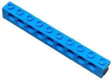 Lego Blue TECHNIC Brick 1 x 10 with Holes Qty 1 Part 2730 T1