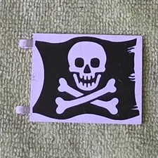 LEGO Pirates Printed Flag Skull & Crossbones Black/White Plastic Banner 80s-90s