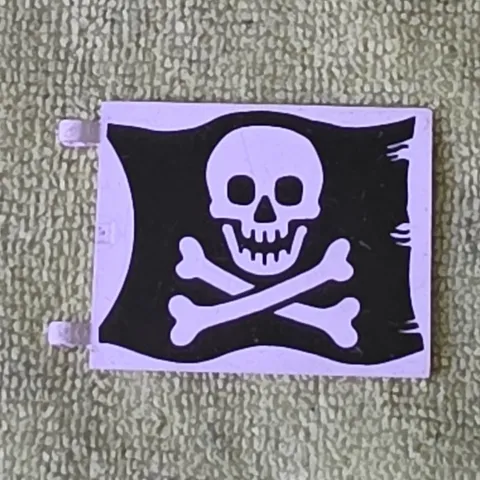 LEGO Pirates Printed Flag Skull & Crossbones Black/White Plastic Banner 80s-90s