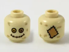 LEGO Scarecrow, Minifigure, Head Dark Tan Scuff Marks inv.617
