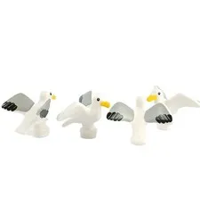 4 Pieces Lot LEGO® White Bird Seagull with Eyes Bright Light Orange Beak   12891