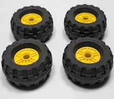 LEGO Balloon Tire Wheel Lot of 4 Yellow 37x18R Replacement Part