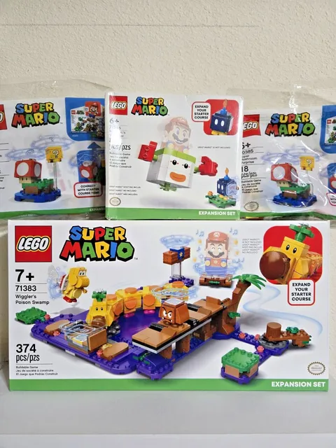 Lot LEGO Super Mario 71383 Wiggler's Poison, 30385, 71396 Bowser Jr.'s Clown Car