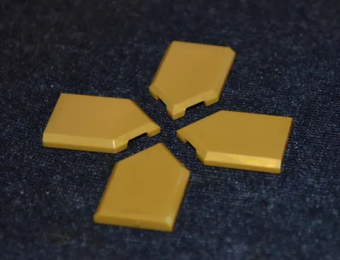 (4) 2X3 Gold Smooth Finishing Tile w/ Pointed End Bricks ~ NEW Lego Parts ~